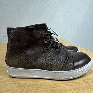 Shoto Italy 7.5 Python Embossed Leather High Top Sneakers